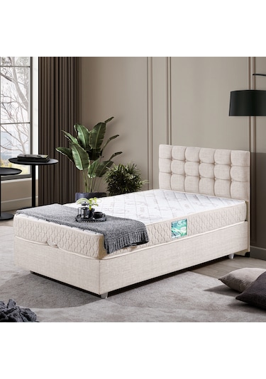Venedik Tek Kişilik Baza Başlık Comfort Ortopedik Yatak Seti - Krem 90 x 190