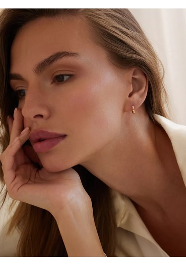 Miestilo Kadınlar İçin 925 Ayar Gümüş Kalp Desenli Altın Kaplama Küpeler. 162398290 Altın