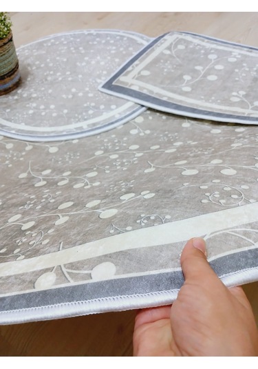 Pamuk Dokuma Taban Yuvarlak Banyo Halısı 100x100-60x60-40x60 Cm