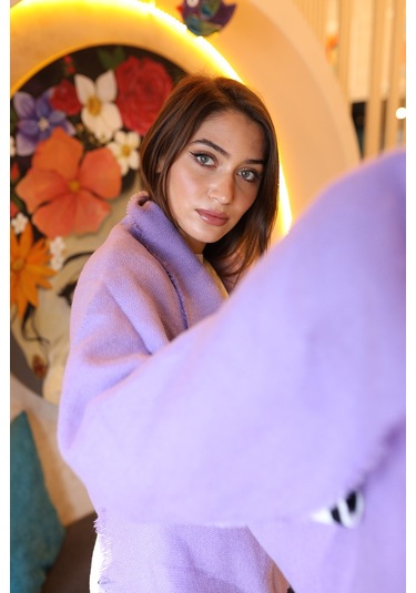 Yumuşak Dokulu Kalın Düz Atkı Omuz Şalı 70x180 CM 1206 Lila