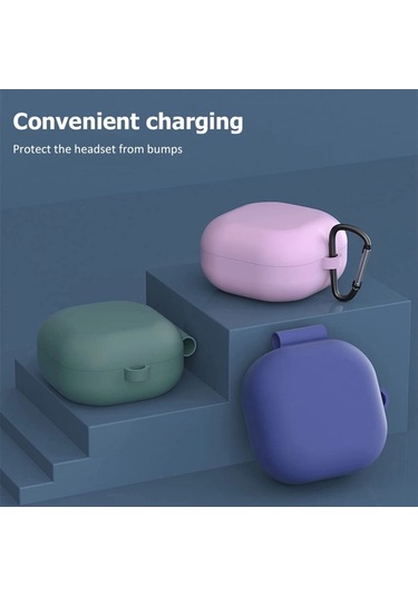 Caseonn Samsung Galaxy Buds 2 - Buds 2 Pro Kılıf Askı Aparatlı Mat Silikon Lila