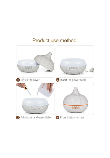 Usb 400 Ml Ahşap Doku Koku Makinesi Sivri Ağız Nemlendirici Renkli Led Işık Ve Uzaktan Kumanda İle Otomatik Alkol Püskürtücü Haki