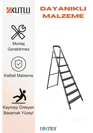 Kutlu Dayanıklı 6+1 Metal Basamaklı Merdiven