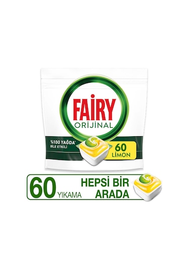 Fairy Hepsi Bir Arada Limon Kokulu Bulaşık Makinesi Deterjanı 60 Tablet