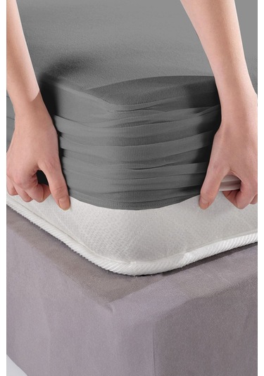 Colorful Micro Fitted Full Kenar Sıvı Geçirmez Yatak Koruyucu Alez Gri