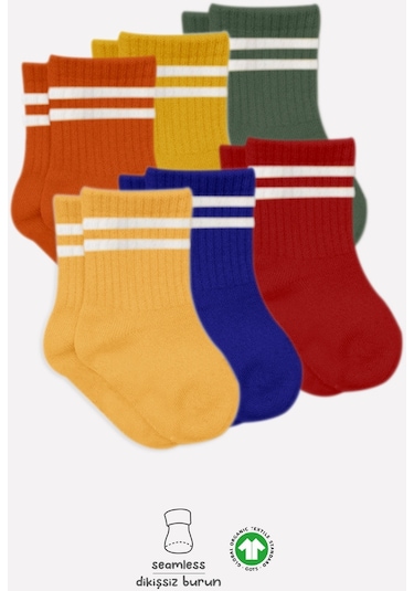 Bistyle 6'lı Penye Çemberli Soket Çorap Bs6003 Sarı 001