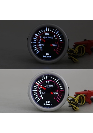 Jms Dynoracing 2 "52mm Evrensel 12 V Led Duman Len -1 0 2bar Turbo Boost Ölçer Ölçer / Turbo Boost Ölçer