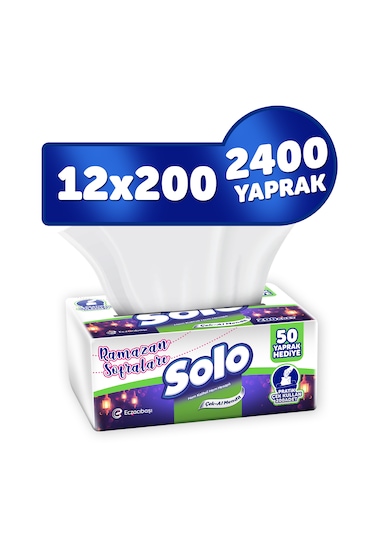 Solo 12'li Çek-al Kağıt Mendil 1800 Yaprak +600 Yaprak Hediye
