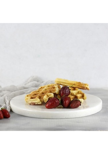 Akayev Mermer 28 Cm Kalın Beyaz Sunum Tabağı Yağ Standı Beyaz