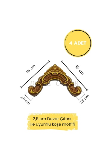 Diecor Dekoratif Polimer 2,5 Cm Duvar Çıtası Uyumlu Köşe Motifi Eskitme 16 X 16 Model:xa86