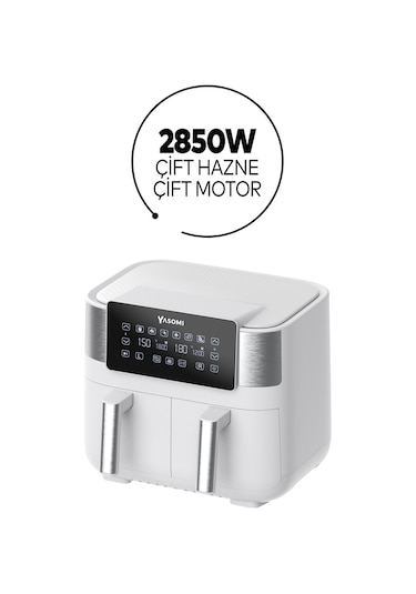 Yasomi Y80 8 LT 2850W Çift Hazneli ve Çift Motorlu Airfryer Fritöz