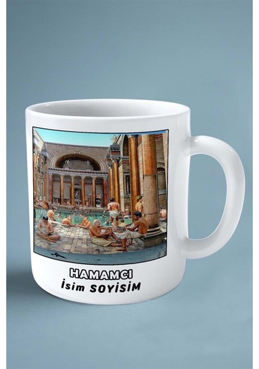 Hamamcı Hamam Meslek Baskılı Kupa Bardak Çift Taraflı Baskı Kişiye Özel Model 2 Çok Renkli