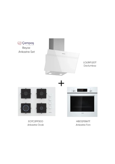 Siemens HB012FBW1T - EO7C2PP30O - LC63KPJ20T 3 Parça Beyaz Ankastre Set