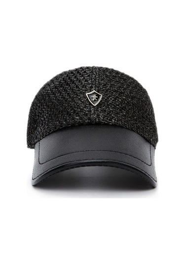 Tamer Tanca Erkek Deri Hasır Siyah Şapka 524 1093 Ith Sapka Y23 Sıyah Hsr/dr Siyah