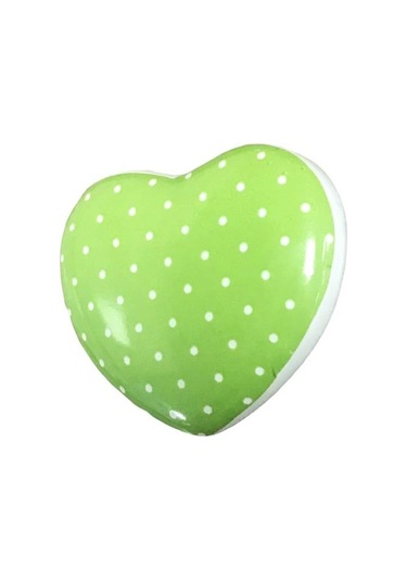 5 Adet Tomurcuk Porselen Çocuk Odası Yeşil Kalp Mobilya Kulp Yeşil