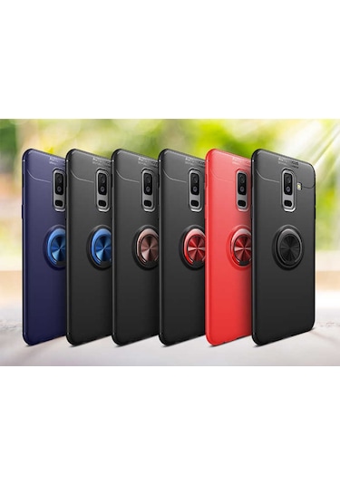 Samsung Uyumlu Galaxy A6 Plus 2018 Kılıf Yüzüklü Magnetli Ravel Case