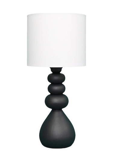 Casa Abajur Beyaz Kumaş Başlık Modern Tasarım Siyah