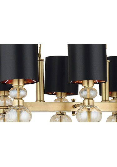 Lampaluce Dolce Ragazza Şapkalı Klasik Avize Yemek Masası Üzeri 8'li Sarı 100x90cm Eskitme - Siyah