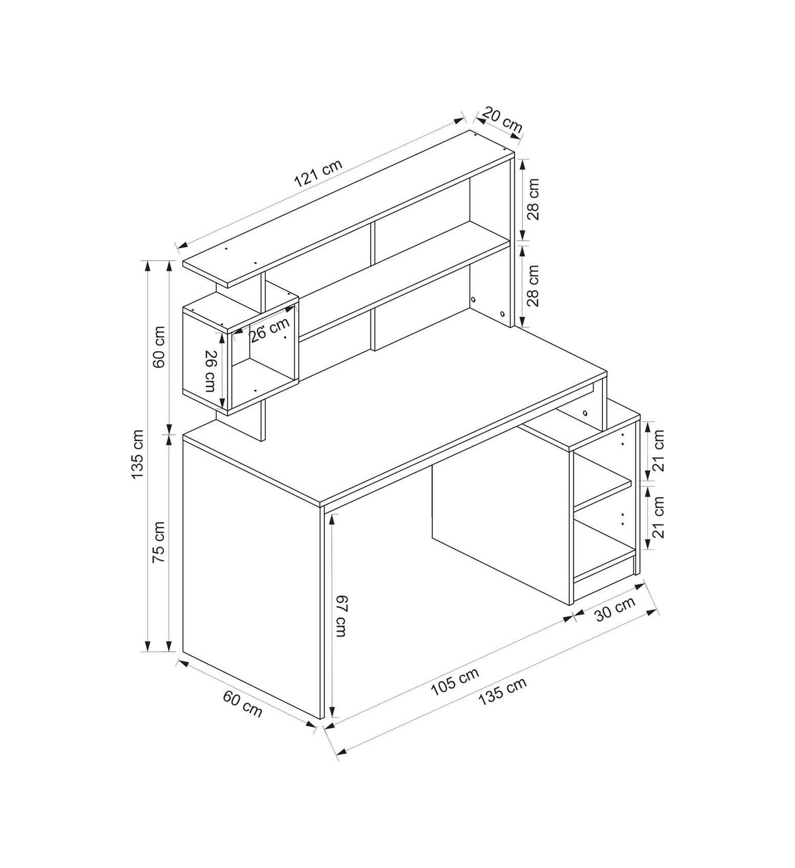 Arlena Çalışma Masası - Beyaz/rahle Çok Renkli