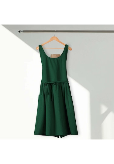 Homyl Pamuklu Mutfak Önlüğü Şef Makinede Yıkanabilir Kolsuz Yeşil