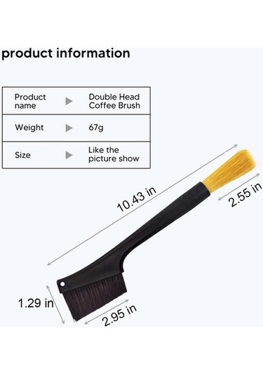 Metabagua 2 Paket Kahve Makinesi Temizleme Fırçası, Çıkarılabilir Çift Toz Alma Espresso Öğütücü Fırça Aksesuarları 9f4wcv Siyah