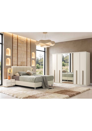 Verda Tamamı Mdf 6 Membranlı Kapaklı Reflekte Camlı Gardırop Dolap Beyaz