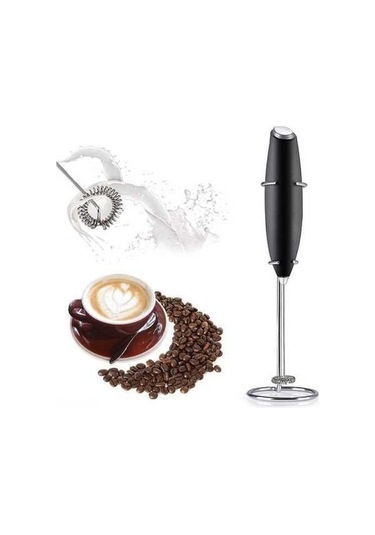 Fortunelane Stantlı El Tipi Seramik Süt Köpürtücü - Sürdürülebilir, Modern Kahve Çay Aleti Beyaz/siyah, Siyah Siyah