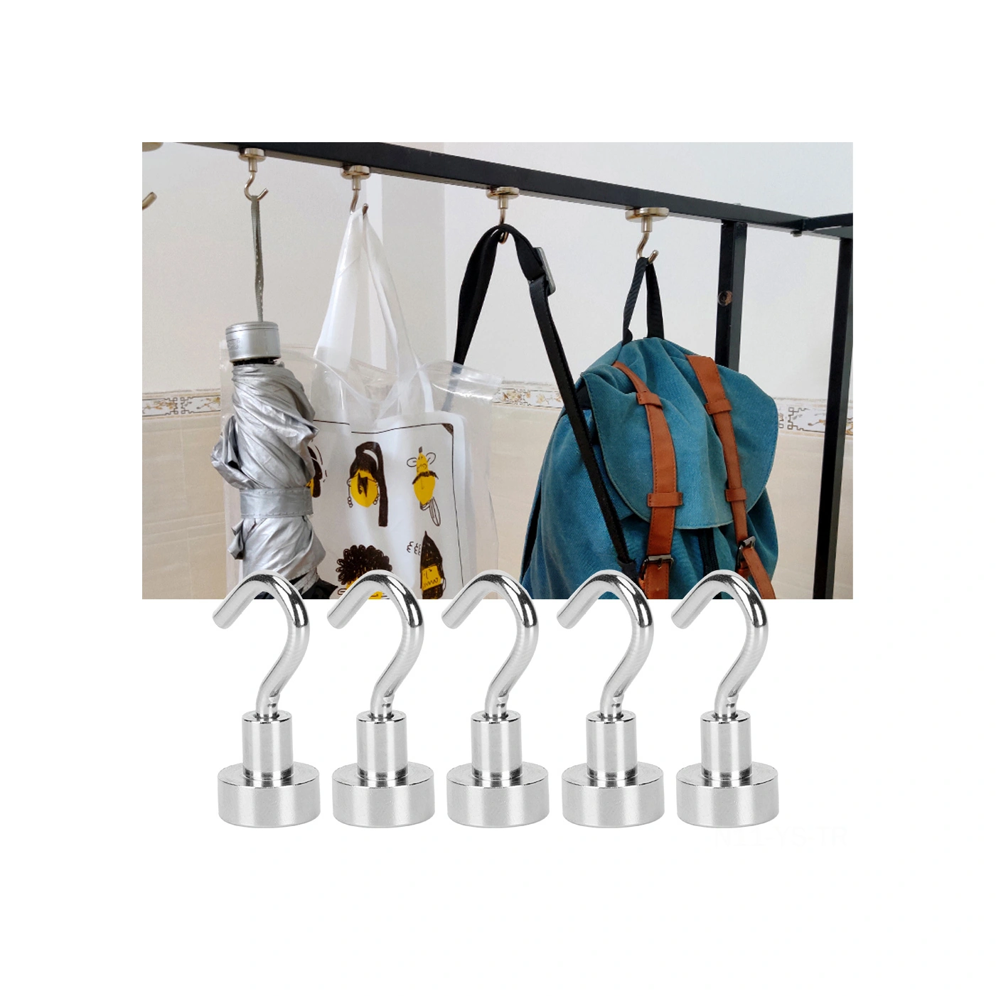 Yunboo 5 Adet E12 Tipi N35 Manyetik Duvar Kanca - Ev Ve Ofis İçin 3.5kg Yük Taşıma Kapasitesi, Dayanıklı Ve Korozyon Direnci