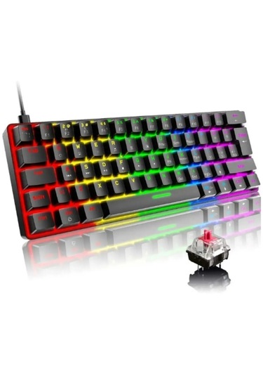 Atasoft T60 RGB Kırmızı Switch Mekanik Kablolu Q Oyuncu Klavye