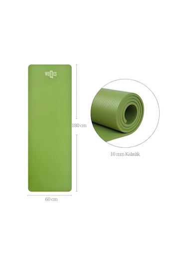 Woqes Konforlu Ve Kaymaz Nbr Yoga Matı 10 Mm Kalınlık Ekstra Destekli Ve Dayanıklı Tasarım Yeşil