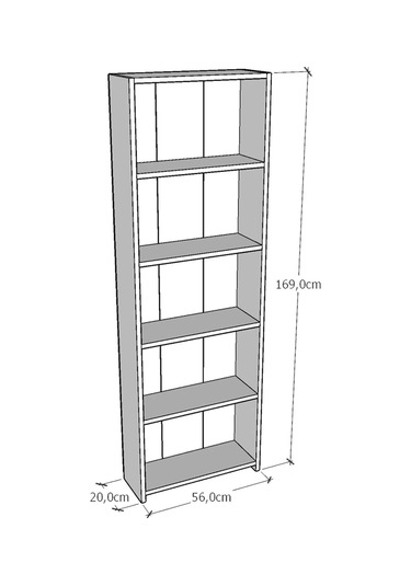 % 100 Mdf 5 Raflı Kitaplık Beyaz
