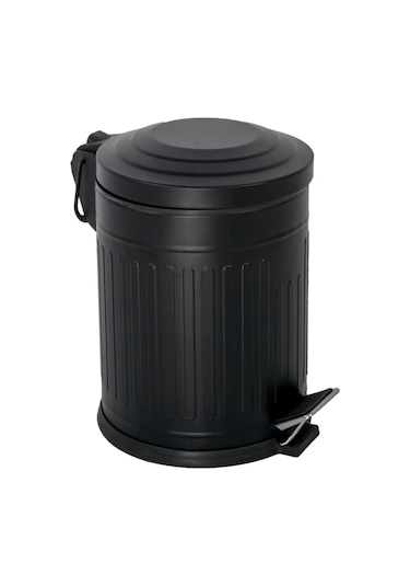 Retro Siyah Çizgili Model 5 Litre Çöp Kovası Siyah