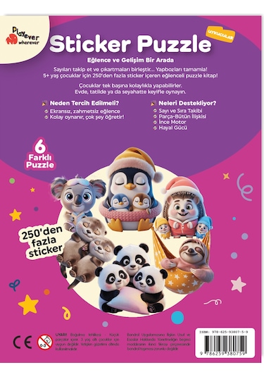 Playever Sticker Puzzle - Uykucular, Çıkartmalı Yapboz Etkinlik Kitabı