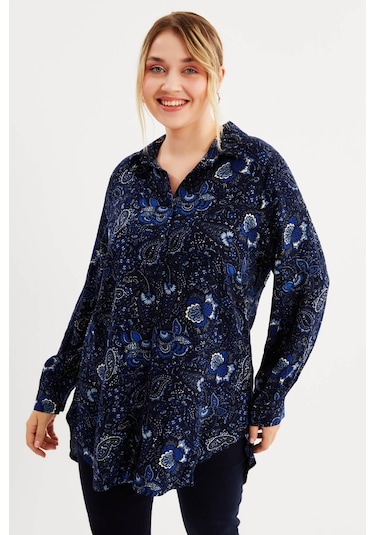 Uzun Kollu Gömlek Tunik-lacivert Lacivert