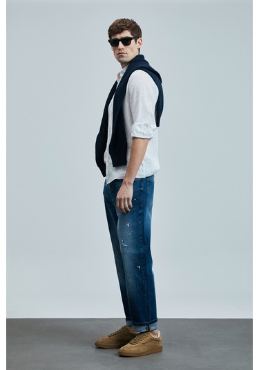 Lufian Salvator Smart Jean Erkek Pantolon Slim Fit Mavi Mavi 111200205100300 Mavi