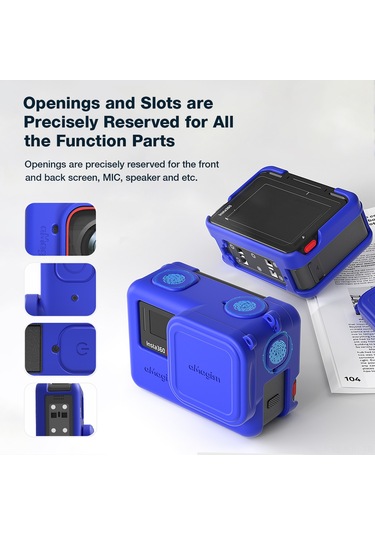 Jeehugo Amagisn Silikon Kamera Koruması - Insta360 Ace Pro İçin Gövde Kılıfı + Lens Kapak + Askı, Mavi