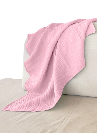 4 Katlı Müslin Bebek Battaniye Organik Kundak Örtü Pembe