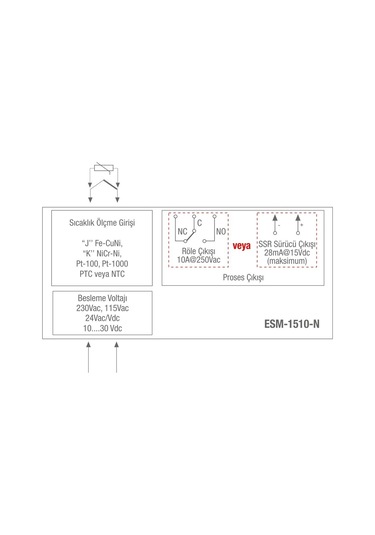 Emko ESM-1510-N.5.11 PT100 Girişli Ray Tipi Pano Termostatı 220 V