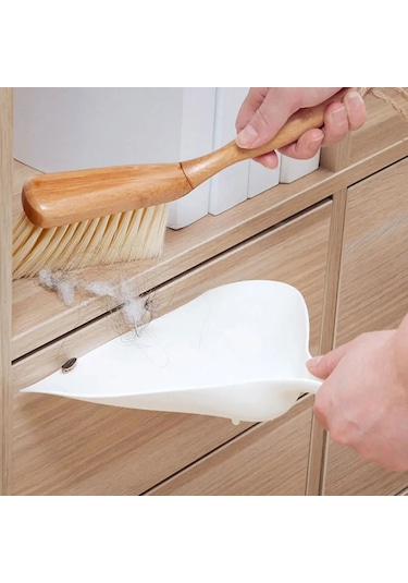 Kangvka Bambu Kolu Mini Süpürge Ve Kasa Seti - Yumuşak Tüy, Klavye Masa Temizliği, Taşınabilir Askı Düğmeli Temizlik Aracı