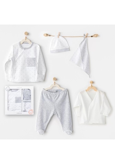 Mega Fair Newborn Wawa Boys 5'li Hastane Çıkış Seti White White