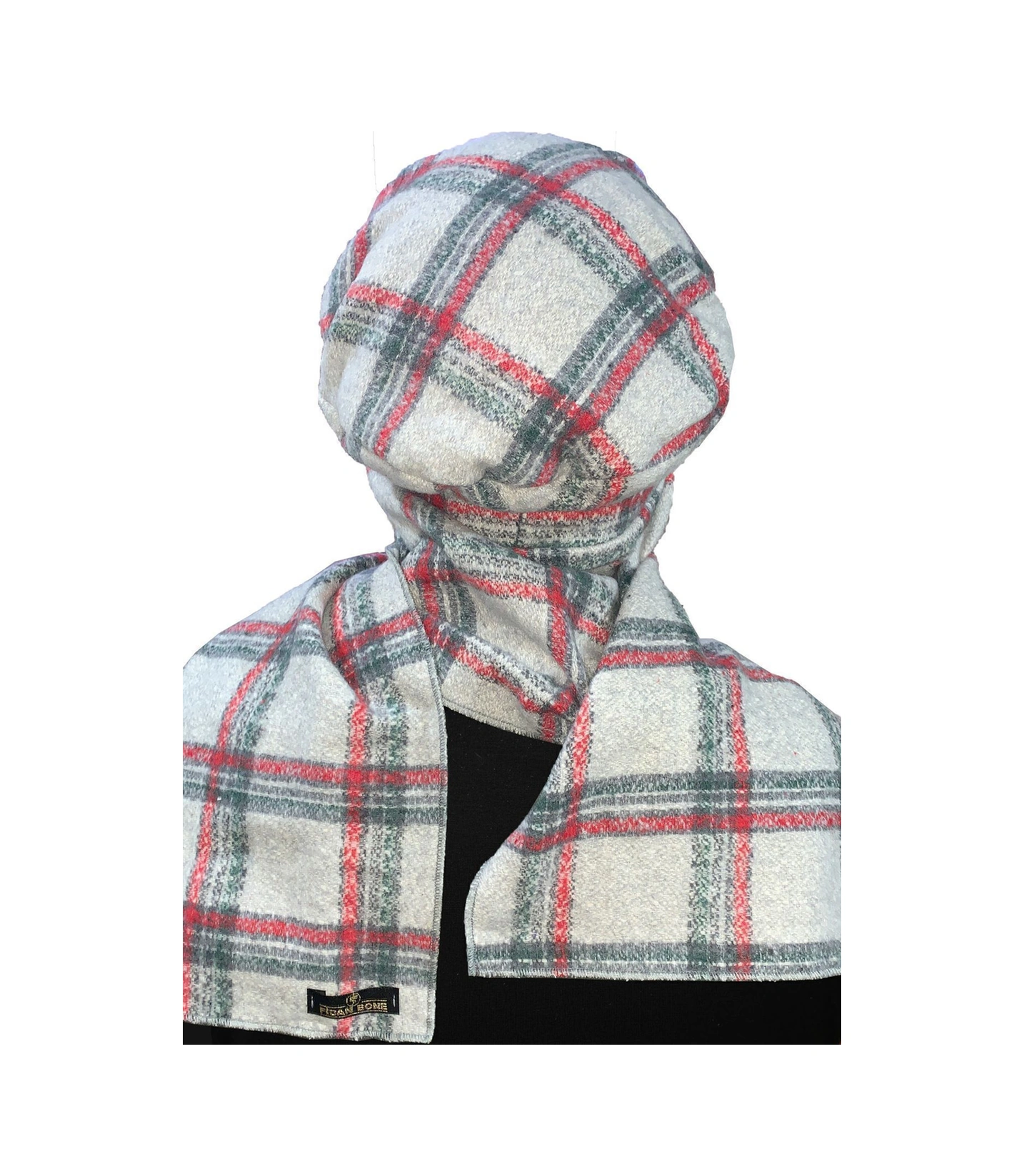 Yün Kasket Şapka Atkılı Ekose Desenli Gri-bordo-füme Hazır Türban Tesettür Bone Bere Gri-bordo-füme