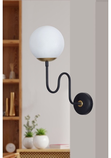 Luzarana Ferro Dikey Sarı-siyah Metal Gövde Beyaz Camlı Tasarım  Aplik