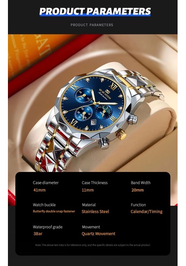 Geeksen Va Va Voom 2741 Kuarc Kol Saati - 42mm Mavi Ekran, 30m Su Geçirmez, Gümüş Çelik Kordon, Roman Rakamlar, Gün/tarih Gösterimi Gümüş - Mavi