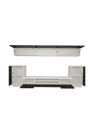 Decoraktiv Trendstyle 9 Mdf Tv Ünitesi Tv Sehpası Beyaz - Siyah Mermer