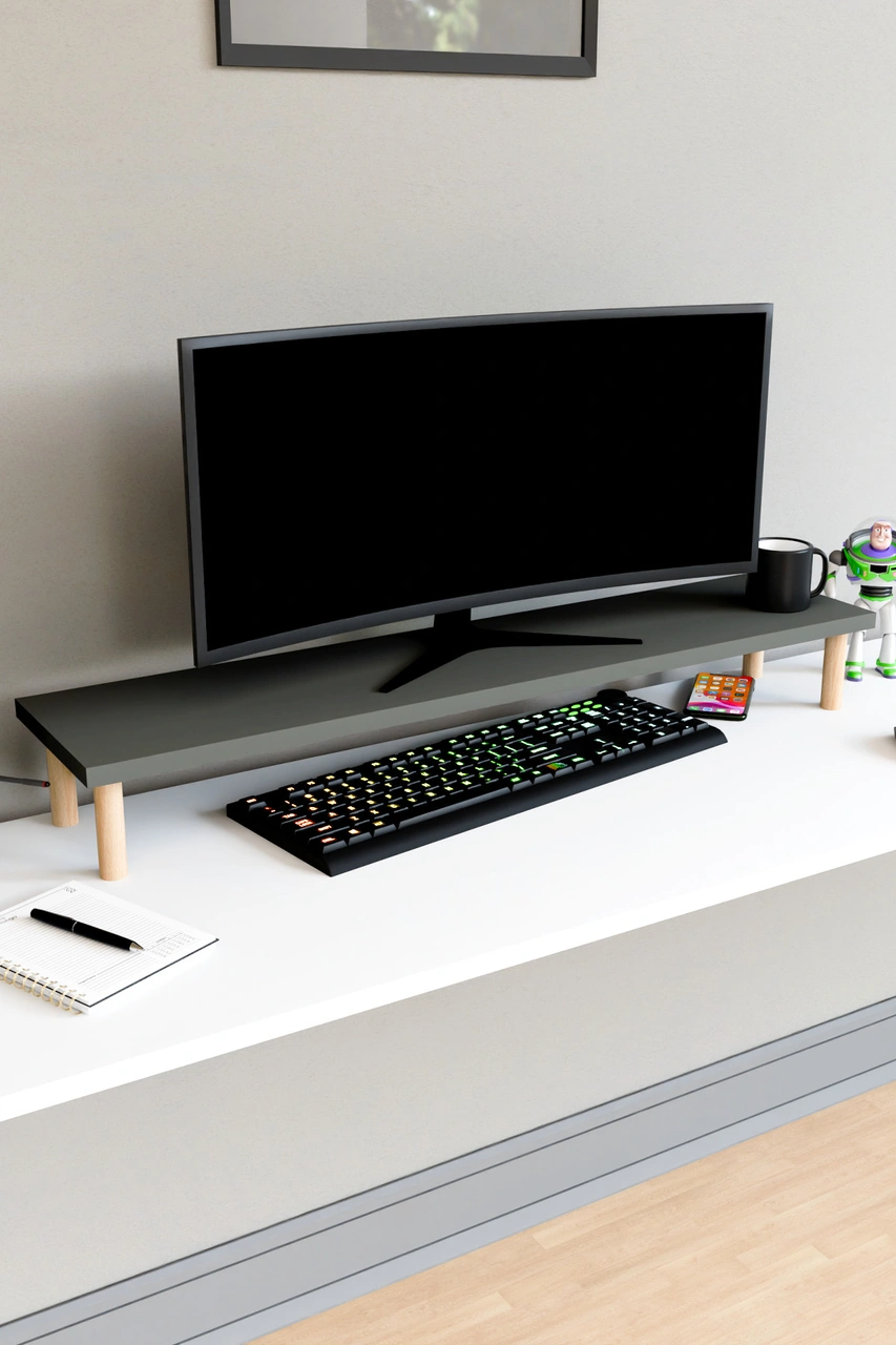Moyo Monitör Yükseltici, Ekran Yükseltici, Masa Üstü Organizer Antrasit Gri