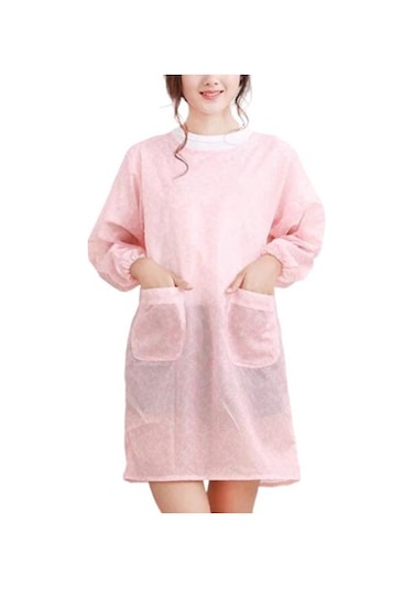 Pembe Temizleyici Ürünler Kadın Çiçek Su Geçirmez Uzun Kollu Mutfak Pişirme Pişirme Önlüğü Çalışma Önlüğü