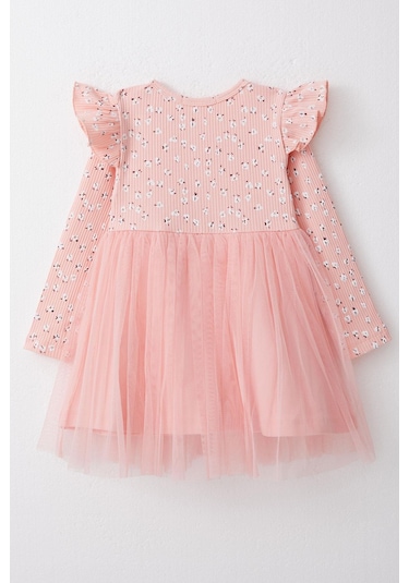 Breeze Kız Çocuk Uzun Kollu Elbise Çiçekli Fiyonklu Tüllü 1.5-5 Yaş, Somon-somon Somon Breeze Kız Çocuk Uzun Kollu Elbise Çiçekli Fiyonklu Tüllü 1.5-5 Yaş, Somon-somon Somon