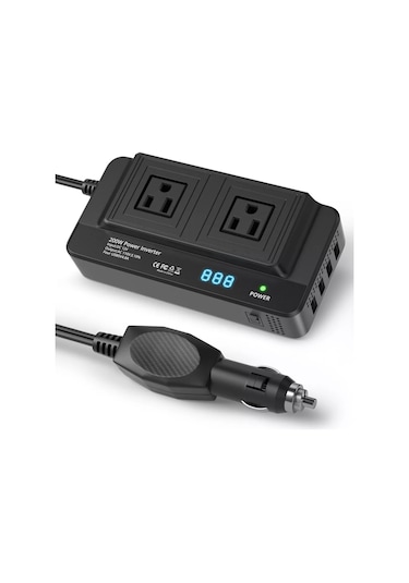 200w Araba İnvertörü 12v İla 110v Modifiye Sinüs Dalgası Güç Dönüştürücüsü 2 Ac Çıkışlı 4 Usb Portlu-siyah