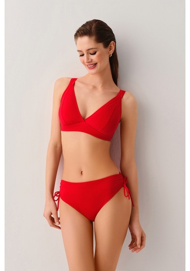 Suwen Yanı Büzgülü Bikini Alt Sbn25820c082 Kırmızı
