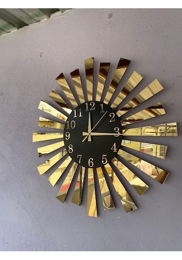 Aa Shop Aynalı Pleksi Piyano Model Sayılı Ev Duvar Saati Altın - Siyah